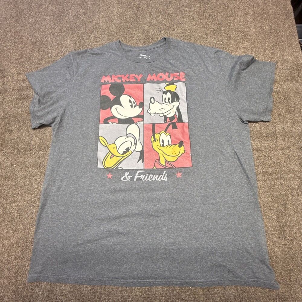 Disney Mickey Mouse & Friends Graphic T-Shirt Gray Men's 2XL